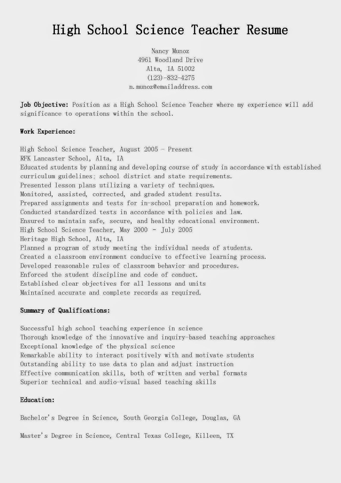 Teacher resume amp cover letters